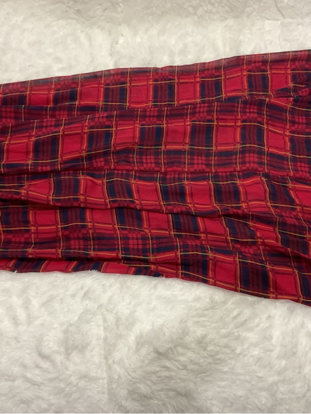 living doll Red Plaid Skirt with Navy and Yellow Accents